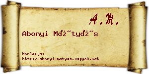 Abonyi Mátyás névjegykártya