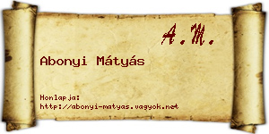 Abonyi Mátyás névjegykártya