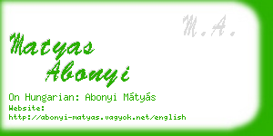 matyas abonyi business card